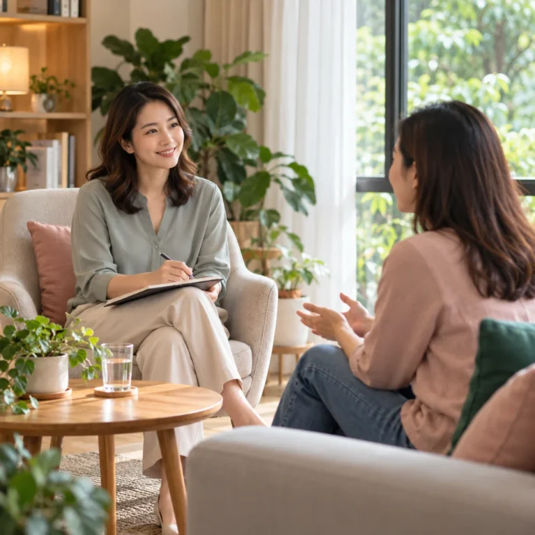 จิตแพทย์ทำจิตบำบัด CBT กับผู้รับบริการในห้องให้คำปรึกษา Mind & Mood Clinic